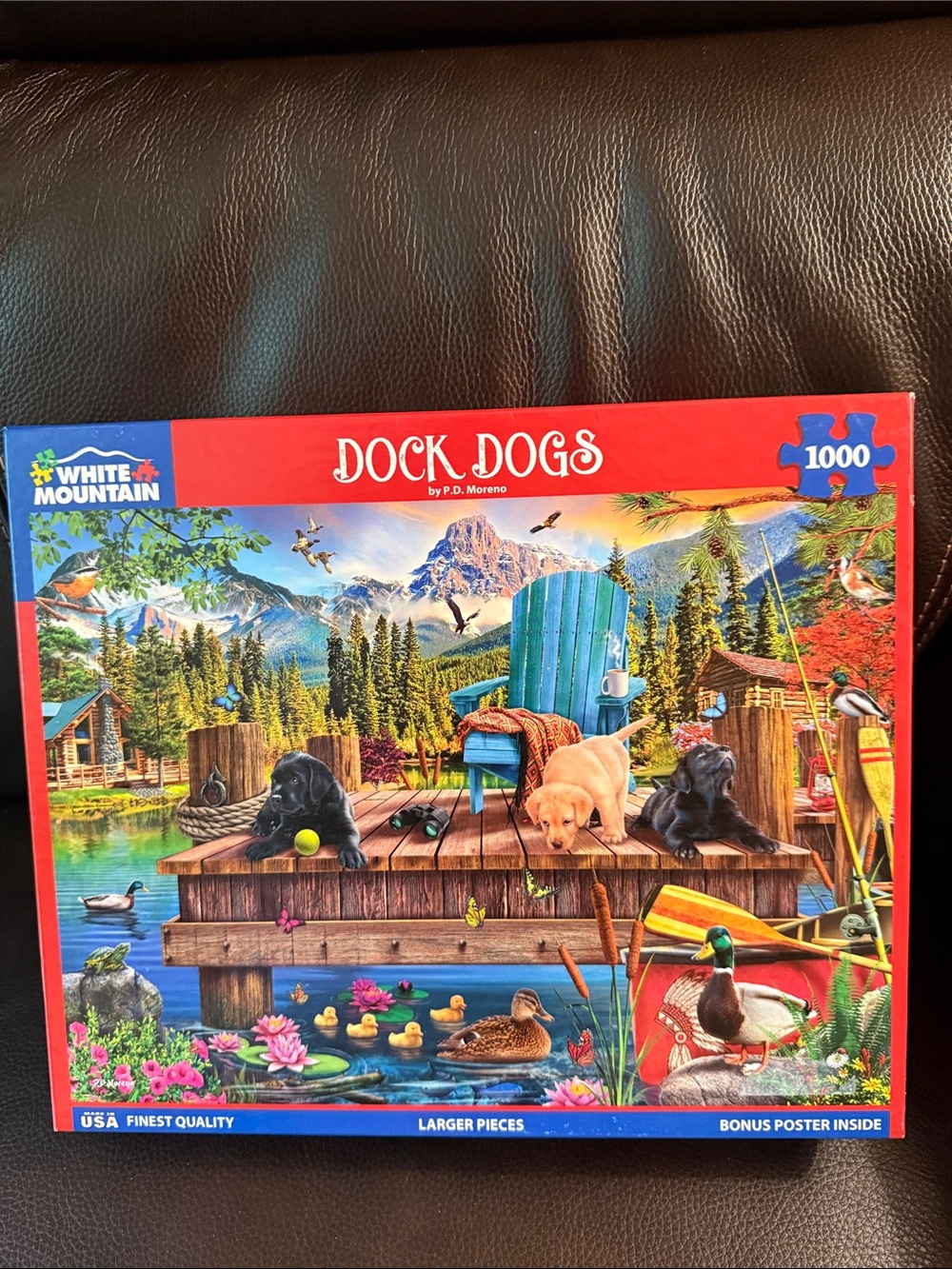 White Mountain Dock Dogs . 1000 pieces jigsaw puzzle. Has poster